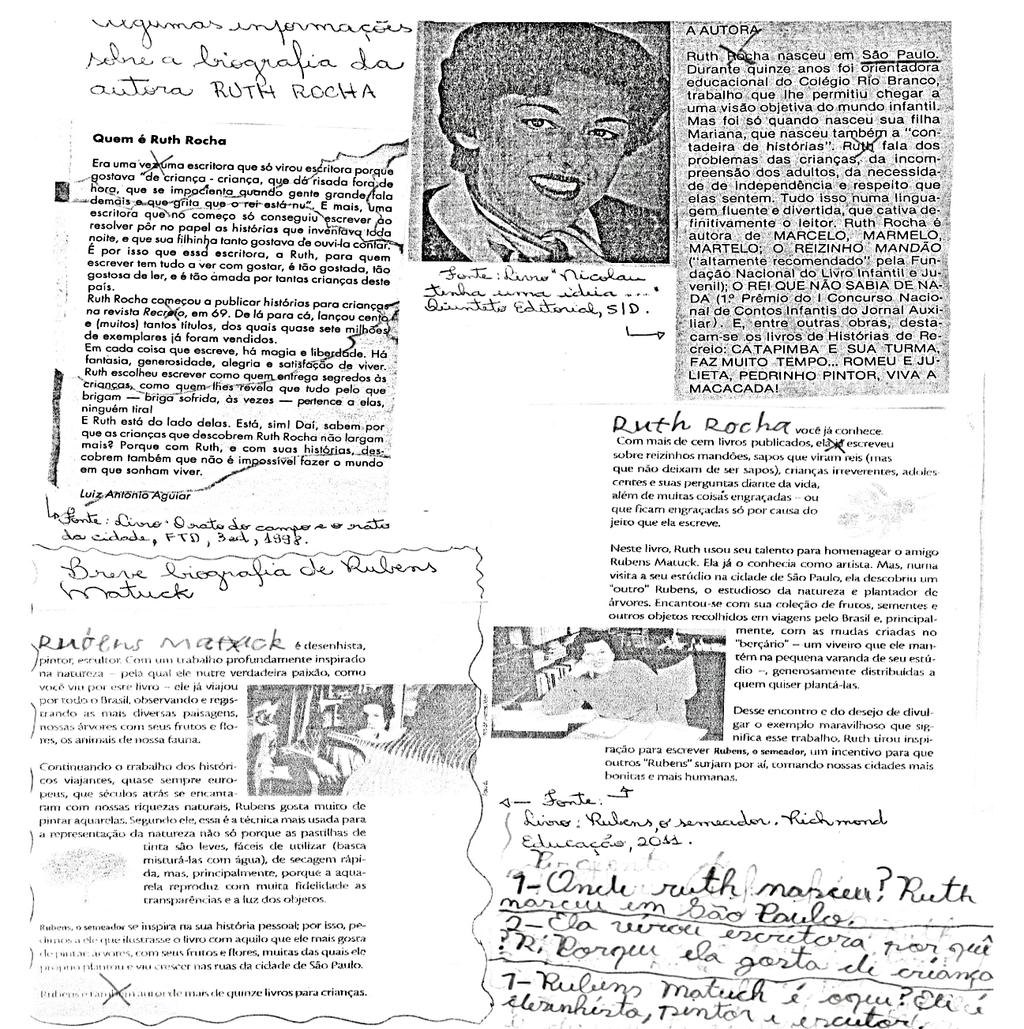 55 Figura 5: Biografias de autora e ilustrador do livro Rubens, o semeador, com anotações de aluno Fonte: Autoria própria.