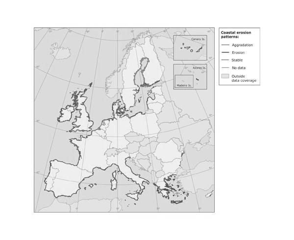 The European environment - State and outlook 2005 - European Environment Agency Entre 1999-2002 250 a 300 casas foram abandonadas devido a erosão costeira 3000 casas sofreram desvalorizações no