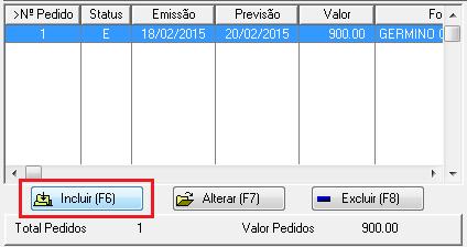 9. Previsões de Pagamento: Mostra as previsões de pagamento do pedido selecionado; 10. Carregar Cotação: Permite carregar uma cotação; 11.