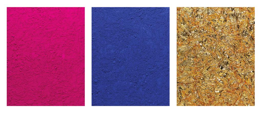 vik muniz pictures of pigment: monochrome, pink-blue-gold, after yves