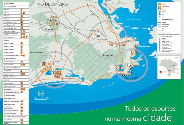 719 Figura 2 Mapa das regiões de competição Fonte: Adaptado de Rio 2016 (2016) Um dos maiores desafios na gestão dos Jogos Olímpicos na cidade do Rio de Janeiro se referia à mobilidade, esta que