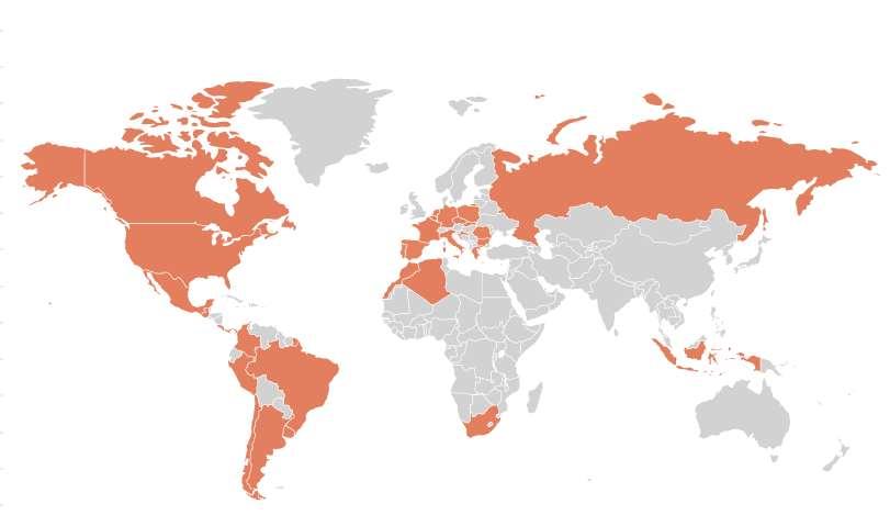 Enel no Mundo Dados Presença: 32 países e 4 continentes Capacidade Instalada: 95GW Rede: 1,9 milhões de km de extensão N de Clientes: 64 milhões no