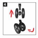 Montagem das rodas dianteiras e traseiras 4) Insira a abertura do centro da roda no pino de