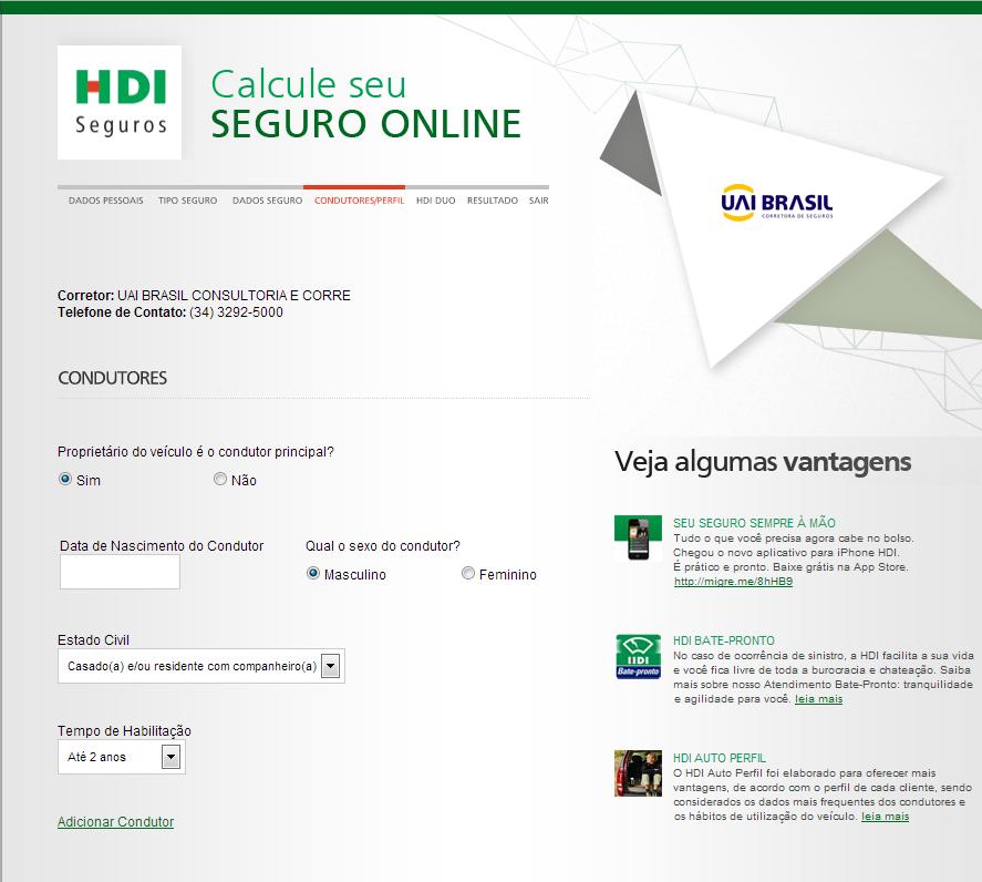 Tela 20: Tela do sistema de cálculo online condutores/perfil - Continuação.