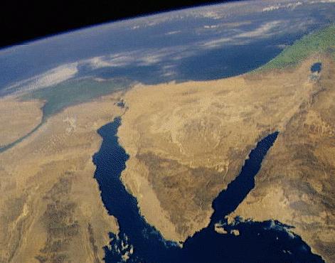 Mar Mediterrâneo Delta do Nilo Egito Península nsula do Sinai Canaã NASA