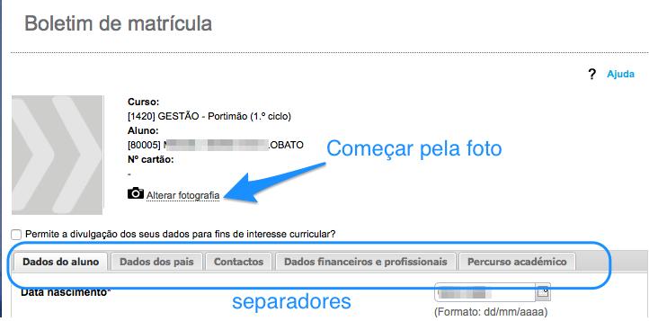 Deverá ser preenchido o máximo de campos possíveis, em cada um dos separadores que compõem o formulário.