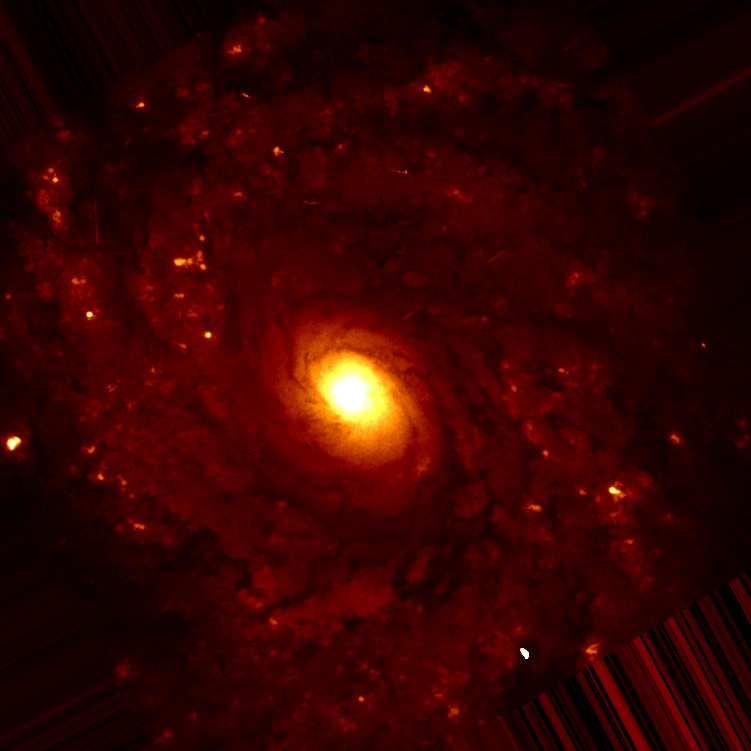 CAPÍTULO 5. RESULTADOS: A GALÁXIA NGC 3982 40 Figura 5.1: Acima: Esquerda - Imagem obtida com a WFPC2 usando o filtro F606W, onde o retângulo central indica o campo das observações com a IFU.