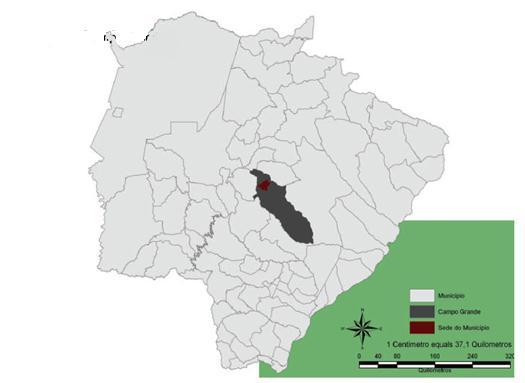 85 1) Grande região Centro-Oeste do Brasil; 2) Estado de Mato Grosso do Sul; 3) Mesorregião Centro-Norte de Mato Grosso do Sul; 4) Microrregião de Campo Grande, composta pelos municípios de Rio