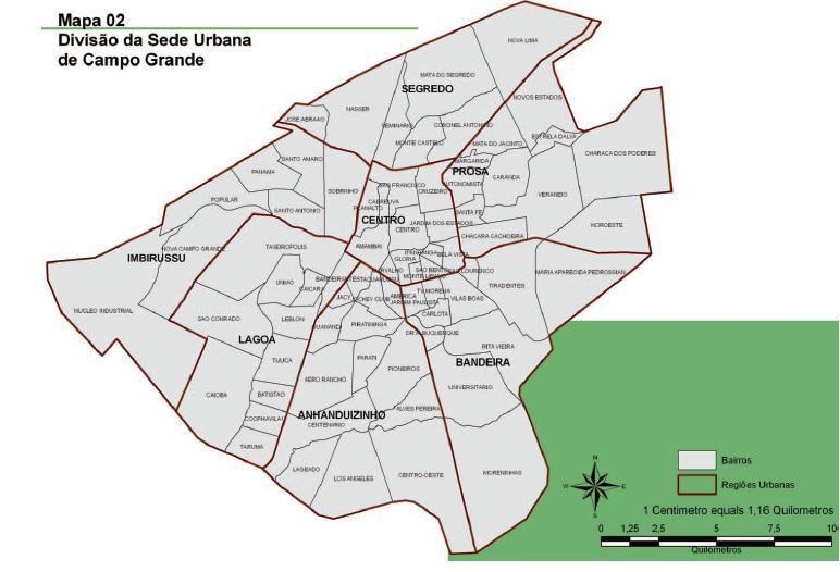 86 2) Região urbana do Imbirussu, composta por sete bairros: Nova Campo Grande, Núcleo Industrial, Panamá, Popular, Santo Amaro, Santo Antônio, e Sobrinho.