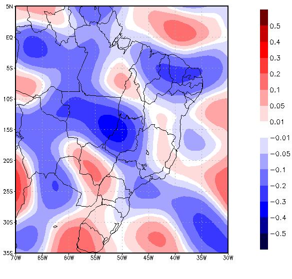 As imagens do satélite GOES-12 no dia 02 de janeiro de 2011 às 06GMT para os canais do infravermelho e vapor d água podem ser observadas nas Figuras 3 a e b, respectivamente.