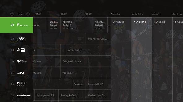 Guia de TV Na área GUIA tem disponível a programação de todos os canais, com informação desde os últimos 7 dias até aos 6 dias seguintes.