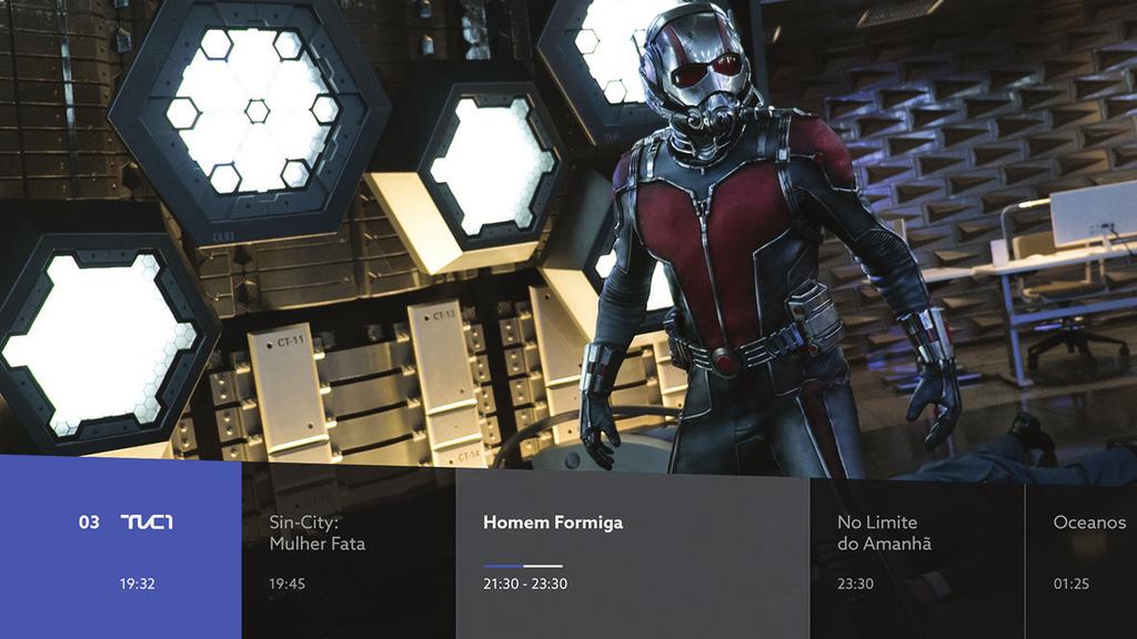 Guia rápido de canais Nesta área pode ver toda a programação do canal que está sintonizado: o programa atual, os programas dos últimos 7 dias e os programas dos próximos 6 dias.