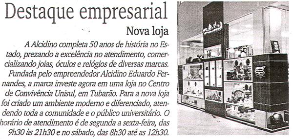 Veículo: Jornal Diário do Sul Data: Tubarão,