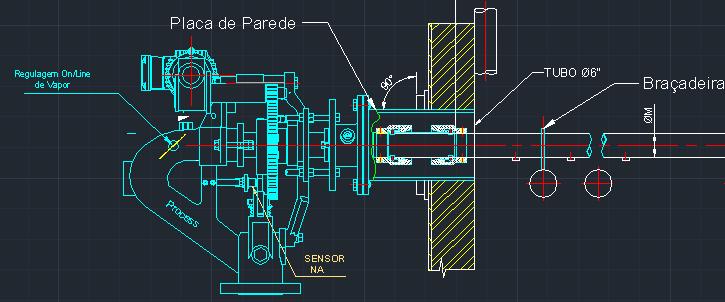 Exemplo de Instalação Placa de Parede e Abraçadeiras : Placa de Parede e soprador alinhados com a parede da caldeira Abraçadeiras Alinhadas e