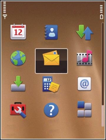 O menu é o ponto de partida, a partir do qual poderá abrir todas as aplicações instaladas no dispositivo ou contidas num cartão de memória.