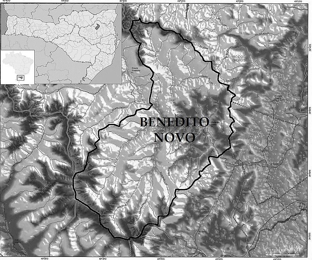 Location of the Municipality of Benedito Novo, Santa Catarina, Brazil. Material and methods.