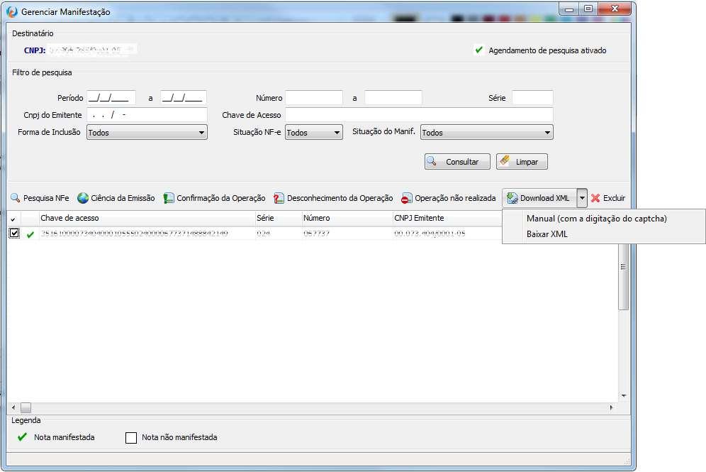 Atenção: A sefaz alterou a rotina de manifestação das notas, dessa forma, quem passará a controlar a manifestação do destinatário será a aplicação que estará realizando essa rotina, ou seja, o Busca