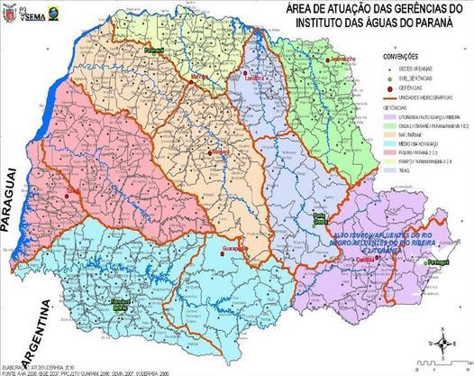 Figura 1 Localização das Bacias Hidrográficas no Paraná Fonte: SEMA, 2010.