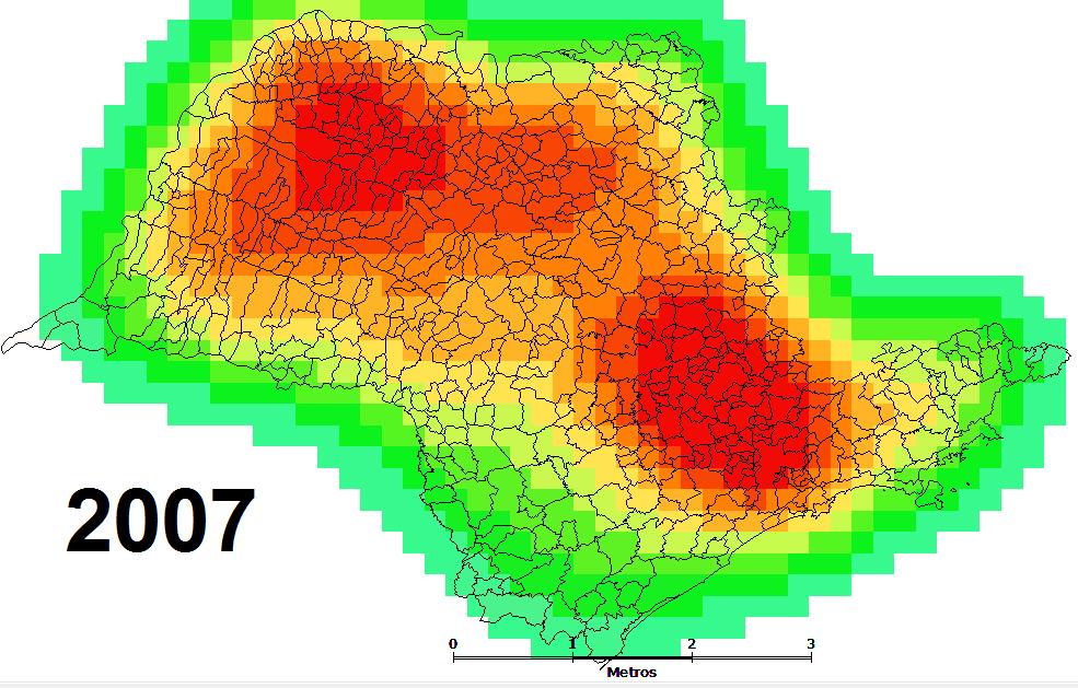 muicípios da região oeste de São Paulo, ode a maioria dos ovos presídios foi costruída (Figura 1(D)), percebe-se pelo gráfico (C) que a taxa mediaa vai