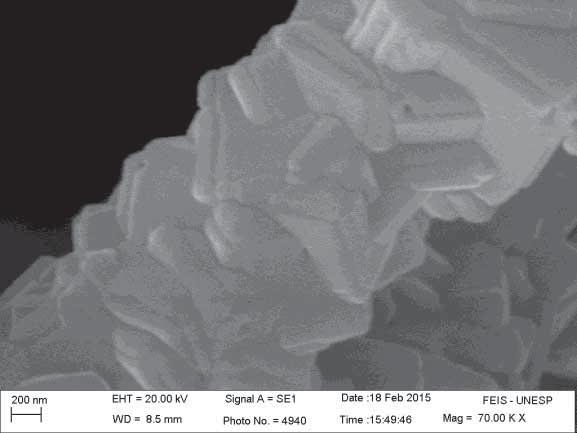 800 C é a formação de nanofibras ocas de TiO 2.