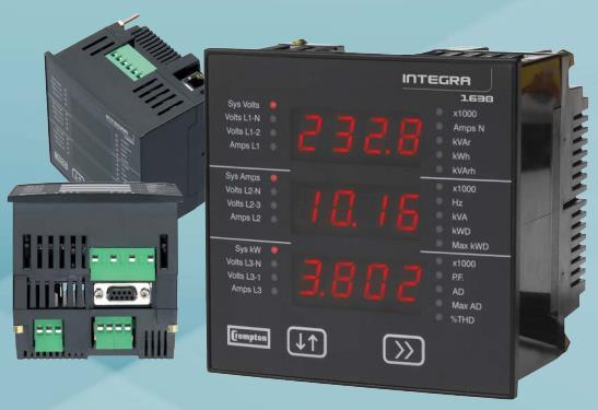 ANALISADORES DE REDE DIGITAIS - Tyco-Crompton INTEGRA 1630 Cumpre as normas: IEC 1010-1 (BSEN 61010-1-2001) O INTEGRA 1630 é um equipamento multifuncional de medição digital com uma alta precisão de