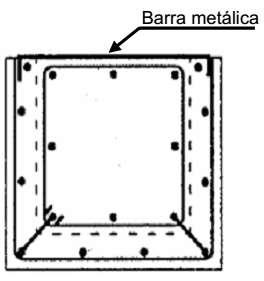 auxílio de uma barra metálica colocada na face exterior do pilar não reforçado [32]. Figura 22 Reforço de pilares Solução tipo 2 [33].