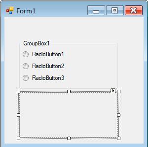 Usando o controle PictureBox, crie um objeto caixa de figura quadrado abaixo do GrupBox no