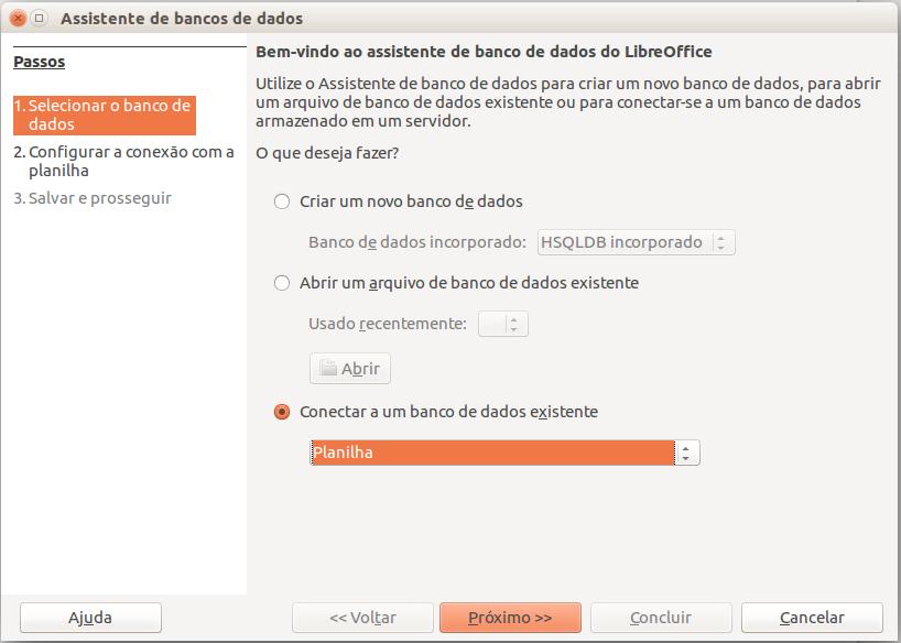 Abra o Libreoffice Writer menu Arquivo Novo Banco de dados. 6.