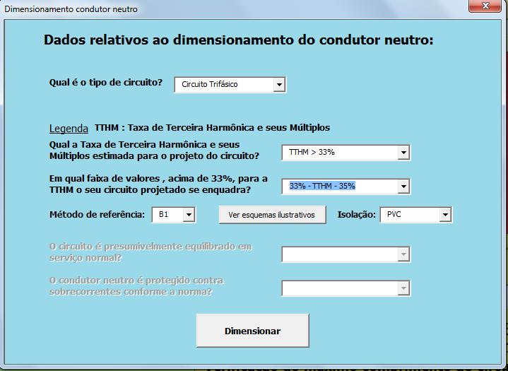 primeira informação para o correto dimensionamento do condutor neutro é o tipo de circuito, em função do tipo de circuito varias outras informações podem ser necessárias. Figura 4.