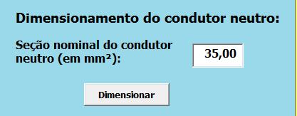 Após o preenchimento dos dados e pressionando o botão Dimensionar, o usuário é redirecionado a tela de dimensionamentos do circuito onde ele pode verificar o resultado do dimensionamento do condutor