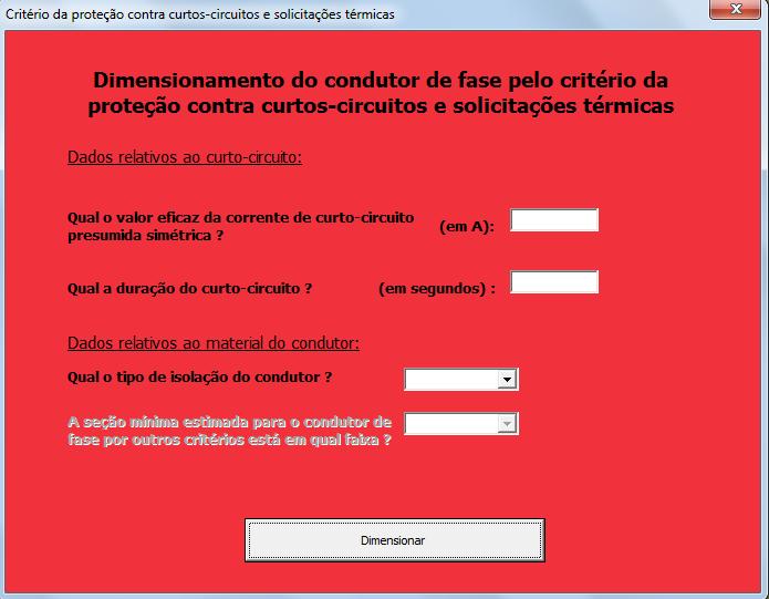 Após a inserção de todos os dados necessários e pressionado o botão Dimensionar, o usuário é novamente redirecionado a tela de dimensionamentos de circuitos.