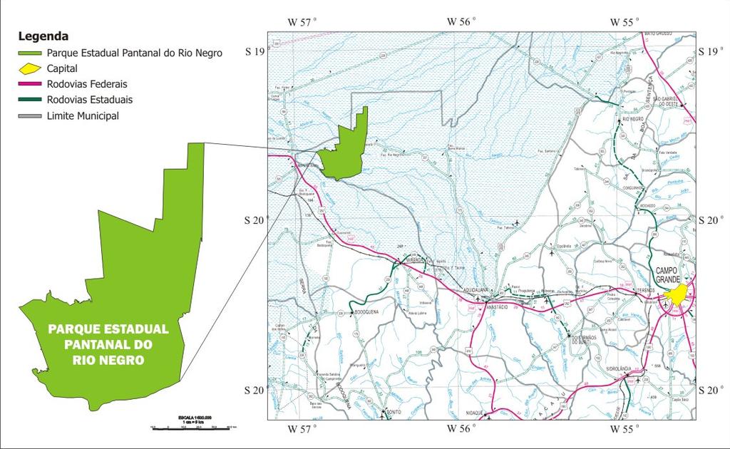 Elaborar um mapa da cobertura vegetal na escala de 1:50.000 do Parque Estadual Pantanal do Rio Negro MS, para fins de plano de manejo. 3.