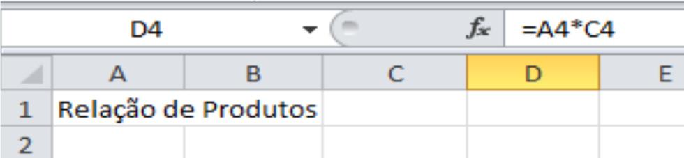 como a nossa planilha o Excel permite que se faça um único cálculo e ao posicionar o cursor do mouse no canto inferior direito da célula o cursor se transforma
