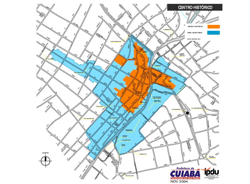 Figura2: Localização do centro histórico no município de Cuiabá-MT.