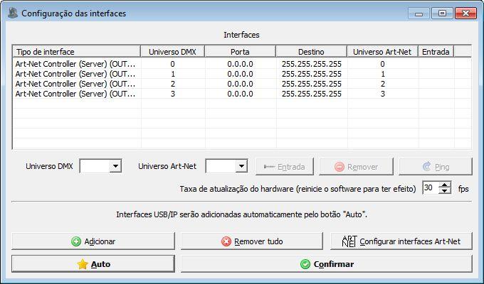 qualquer forma isso também pode ser ajustado novamente na janela Configuração das interfaces ; h) nesse momento pode ser vista a seguinte configuração, ao clicar sobre Confirmar e retornar para a