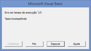 Dica importante: Caso o usuário ao executar essa macro não informar nenhum valor nas InputBox, ocorrerá um erro em tempo de execução.