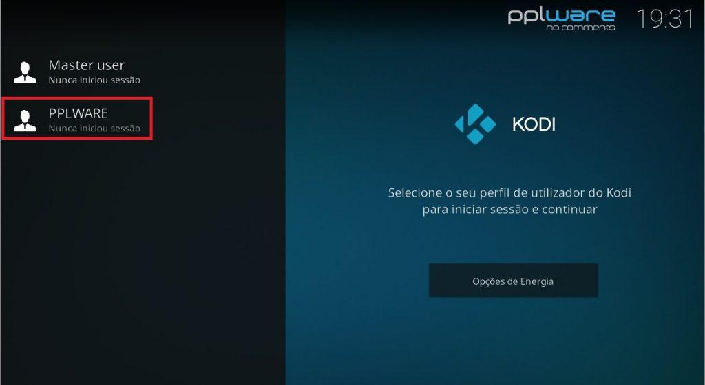 A primeira, e mais simples, é ativar o ecrã de login, que aparecerá no arranque do Kodi.