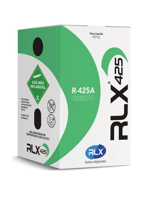 RLX 425 (R-425A) R-425A é um novo fluido refrigerante, ecologicamente correto, desenvolvido para substituir o R-22 em condicionadores de ar de uso comercial e residencial, bombas de calor,