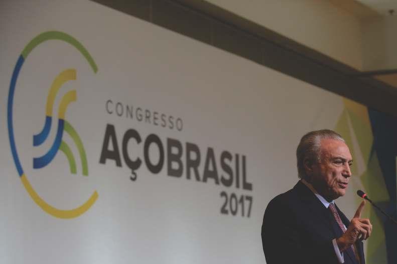 Congresso Aço Brasil 2017 Presidente Michel Temer participa da abertura do Congresso Aço Brasil 2017 Presidente considera pleito da cadeia sídero-metalúrgica e convida dirigentes para conversar sobre