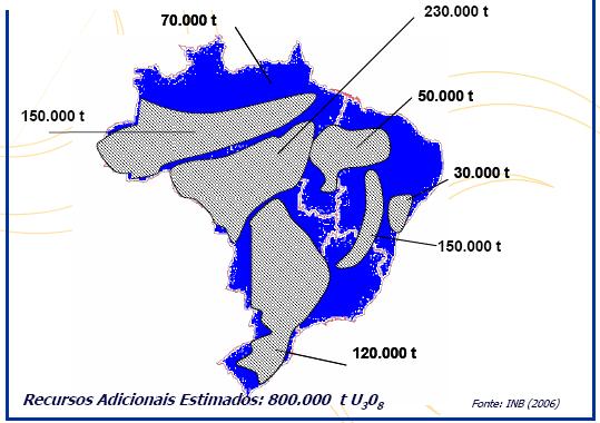 12 FIGURA 6 - Recursos adicionais estimados de urânio no Brasil.