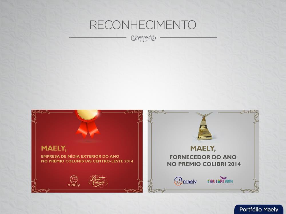 O ano de 2014 terminou coroando a Maely como Melhor Fornecedor do Ano pelo Prêmio Colibri.