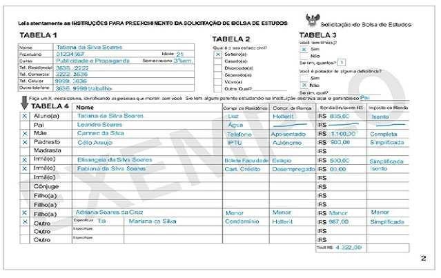 Instruções de preenchimento da solicitação da Bolsa de Estudos Este documento não deve ser entregue junto com a solicitação Anexe os documentos na ordem em que eles são solicitados.