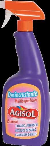 Spray desincrustante que remove eficazmente e sem dificuldade calcário, ferrugem, resíduos de