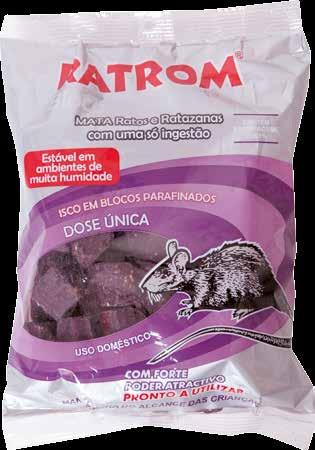 Pellets Caixa 50/100 g Raticida de dose única em bloco parafinado, com Brodifacume. Ideal para zonas muito húmidas.