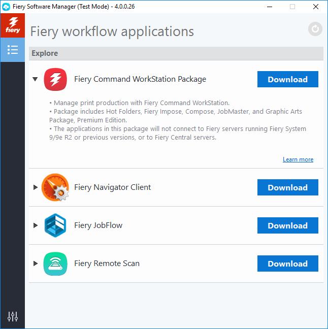 Fiery Software Manager Além do Command WorkStation Package, o Fiery Software Manager também auxilia na instalação dos seguintes aplicativos Fiery: Fiery Remote Scan Esse aplicativo compatível com a