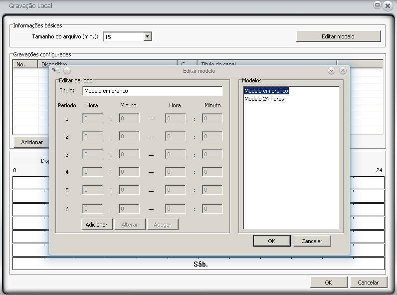 Configurar gravação local automática de um dispositivo Para criar ou editar modelos de períodos a serem
