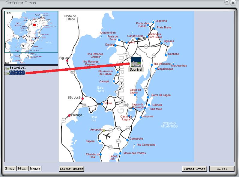 Configurar E-Map 4. Clique com o botão direito sobre o mapa secundário e clique em Ir para mapa secundário para acessá-lo; 5. Clique em Salvar, para salvar as configurações.