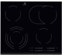 Cozinhar Placas Vitrocerâmica Hi-Light Vitrocerâmica Hi-Light EHF6547FOK Largura: 60 cm, biselada EHF6343FOK Largura: 60 cm, biselada Focos de diferentes dimensões e formatos oferecem uma grande