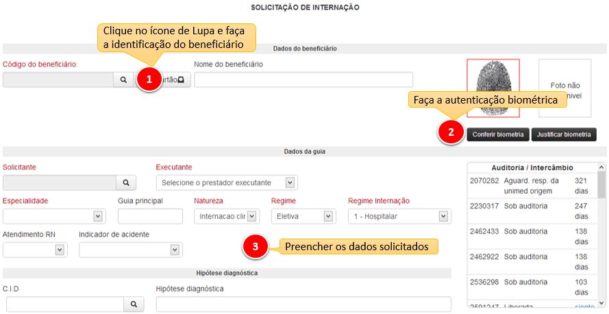 deve ser utilizada a Guia de Solicitação