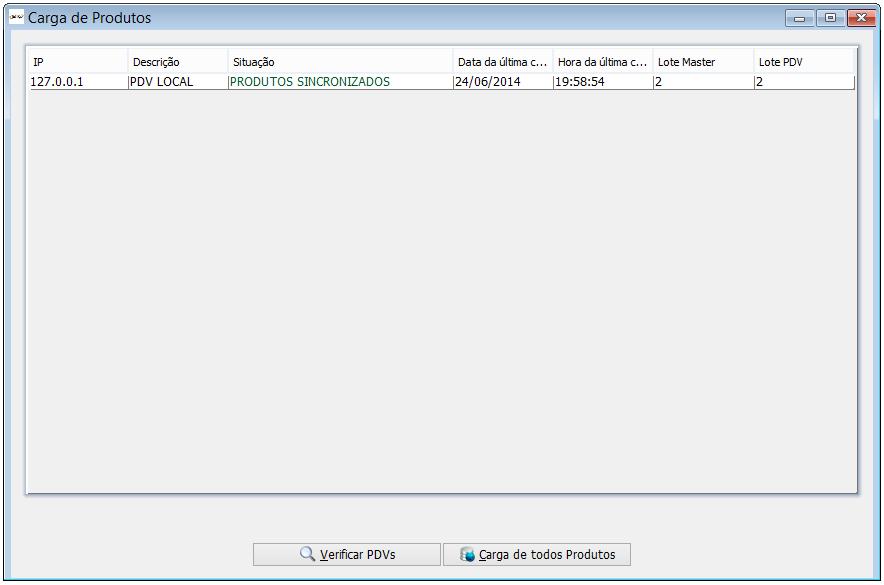 2.2.6 Carga de Produtos, Sempre após o cadastro ou alteração de um produto, você deve enviar a carga desse cadastro para o pdv, mesmo que o gerenciador e o pdv esteja na